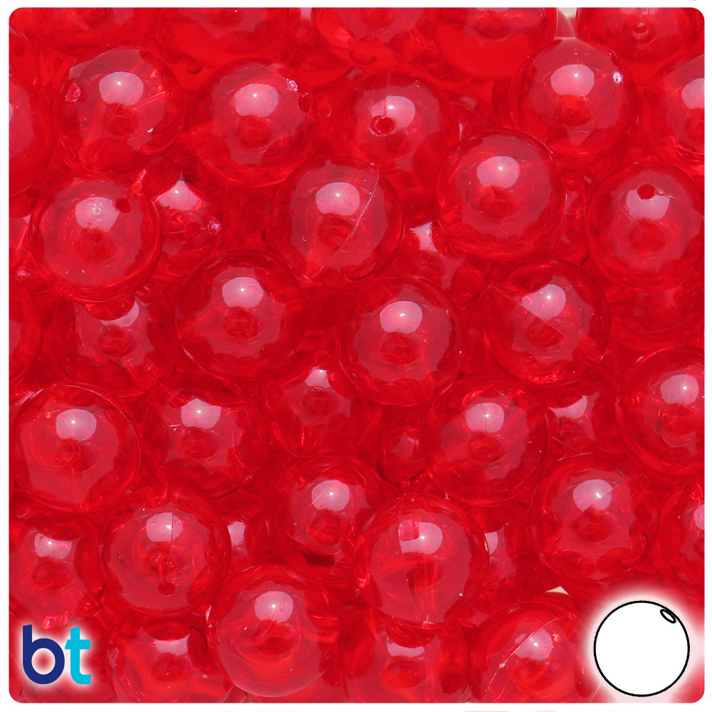 Ruby Transparent 14mm Round Plastic Beads (36pcs)