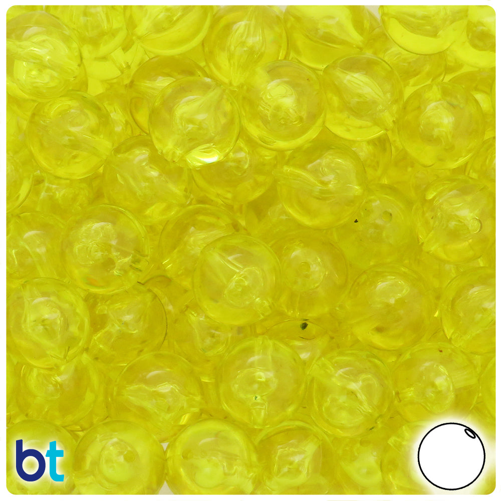 Yellow Transparent 14mm Round Plastic Beads (36pcs)
