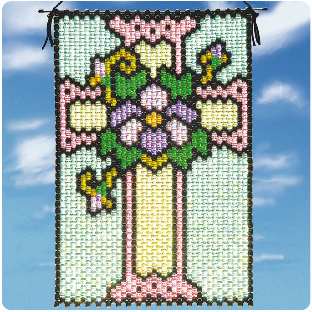 Spring Stained Glass Cross Beaded Banner Kit