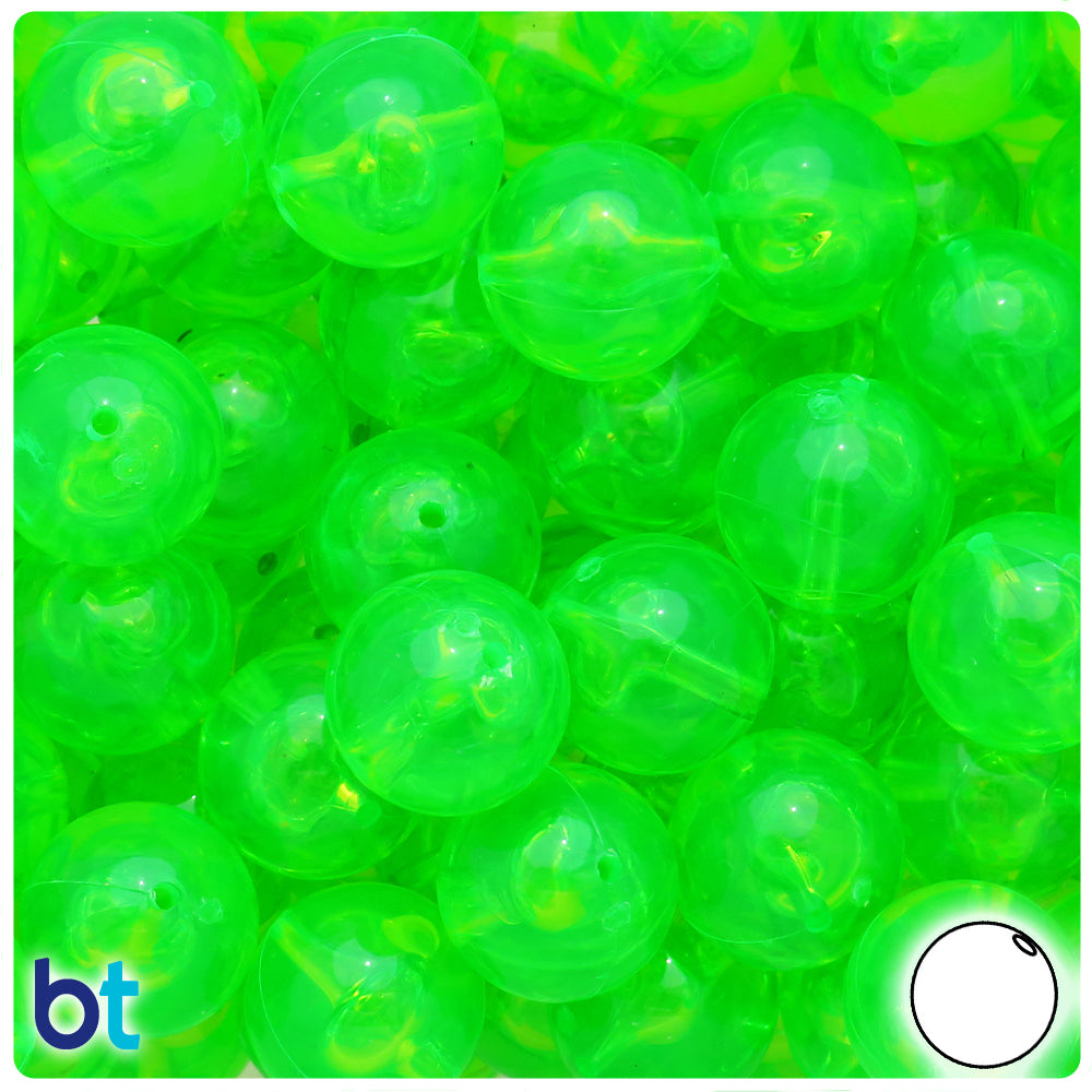 Lime Roe Transparent 16mm Round Plastic Beads (20pcs)