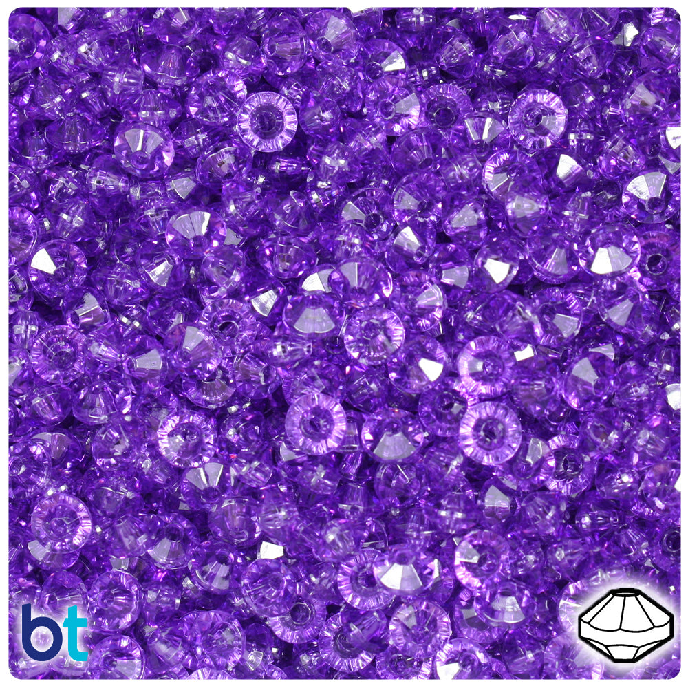 Amethyst Transparent 6mm Faceted Rondelle Plastic Beads (1350pcs)