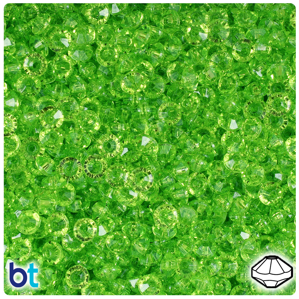 Lime Transparent 6mm Faceted Rondelle Plastic Beads (1350pcs)