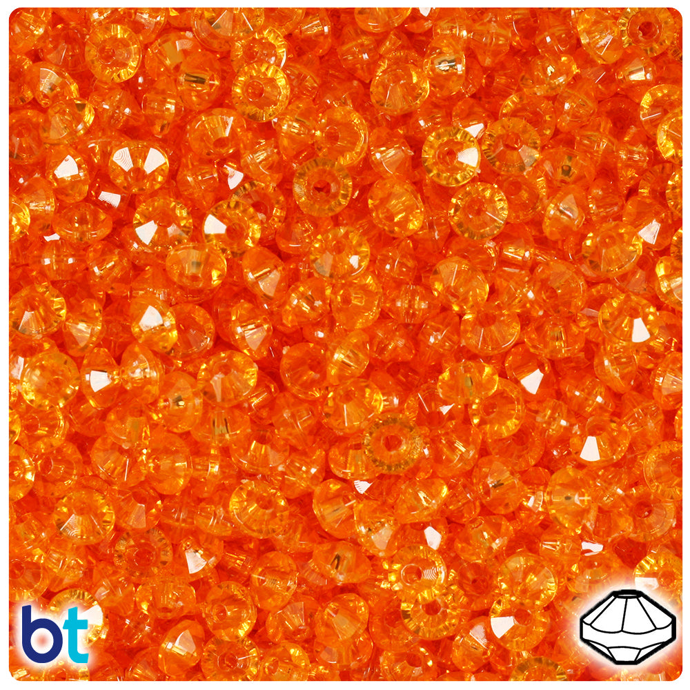 Orange Transparent 6mm Faceted Rondelle Plastic Beads (1350pcs)
