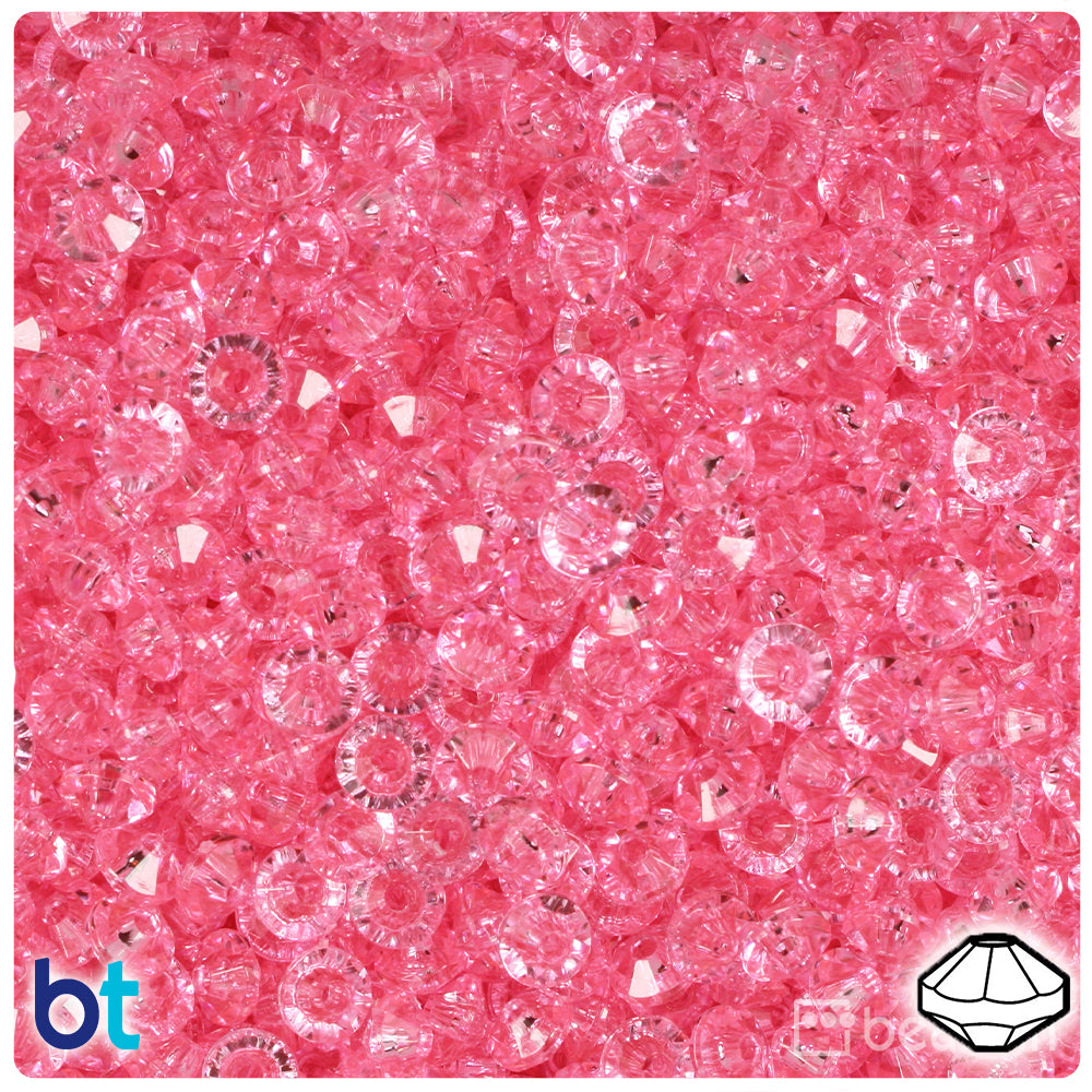 Pink Transparent 6mm Faceted Rondelle Plastic Beads (1350pcs)