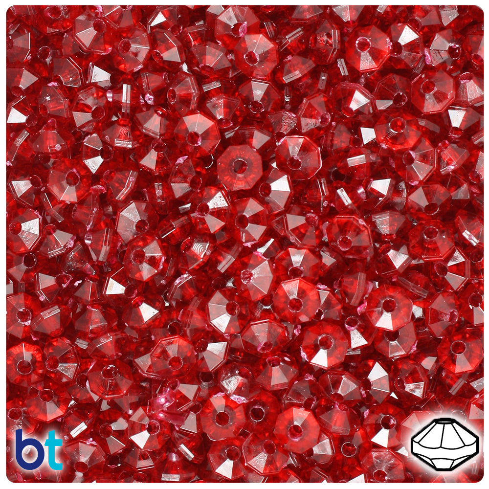Dark Ruby Transparent 6mm Faceted Rondelle Plastic Beads (1350pcs)