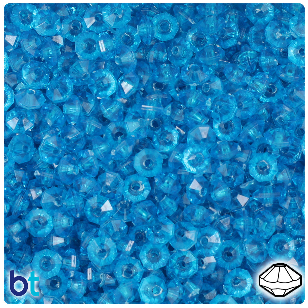 Turquoise Transparent 6mm Faceted Rondelle Plastic Beads (1350pcs)