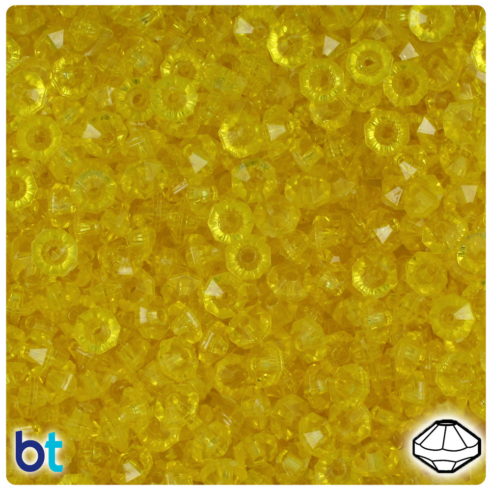 Dark Yellow Transparent 6mm Faceted Rondelle Plastic Beads (1350pcs)