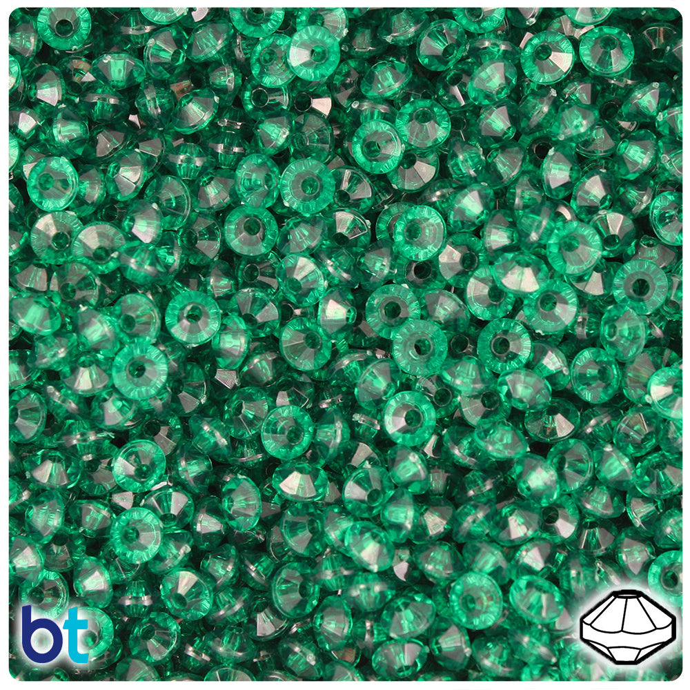 Forest Green Transparent 6mm Faceted Rondelle Plastic Beads (1350pcs)