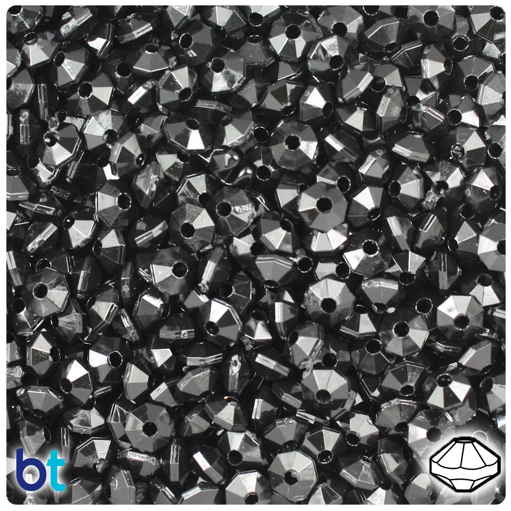 Black Opaque 6mm Faceted Rondelle Plastic Beads (1350pcs)
