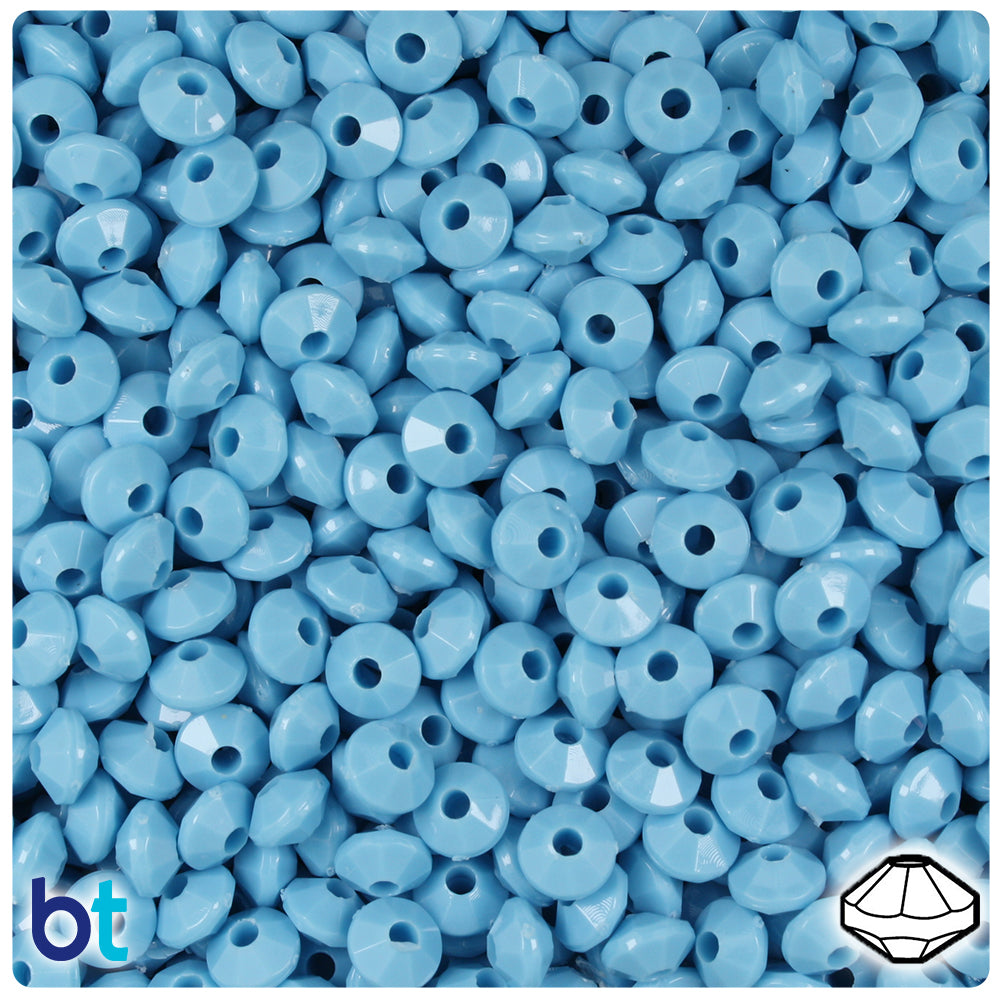 Baby Blue Opaque 6mm Faceted Rondelle Plastic Beads (1350pcs)