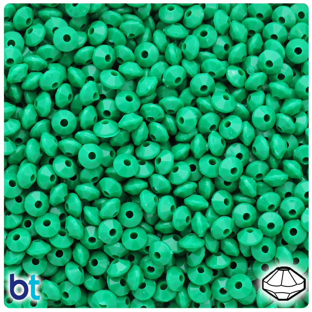 Green Opaque 6mm Faceted Rondelle Plastic Beads (1350pcs)