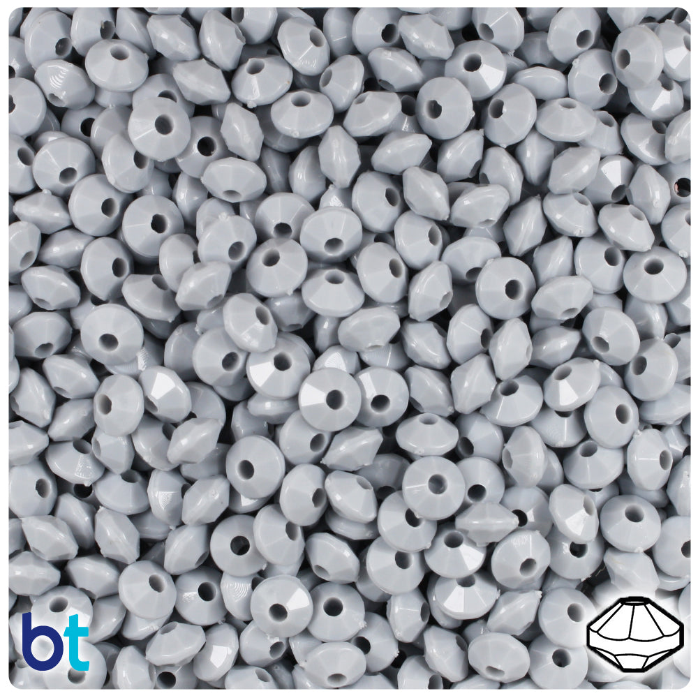 Grey Opaque 6mm Faceted Rondelle Plastic Beads (1350pcs)