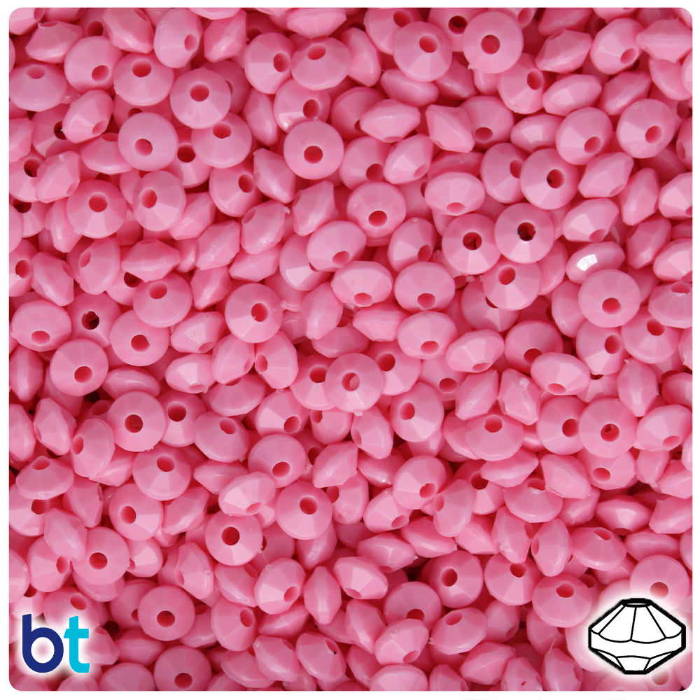 Baby Pink Opaque 6mm Faceted Rondelle Plastic Beads (1350pcs)