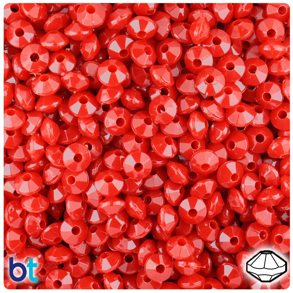 Red Opaque 6mm Faceted Rondelle Plastic Beads (1350pcs)