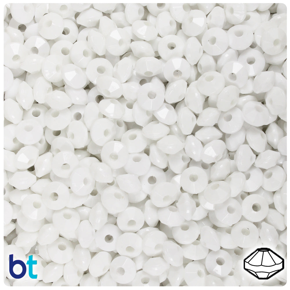 Bright White Opaque 6mm Faceted Rondelle Plastic Beads (1350pcs)