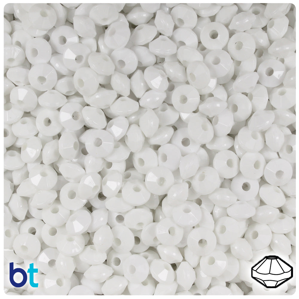 White Opaque 6mm Faceted Rondelle Plastic Beads (1350pcs)