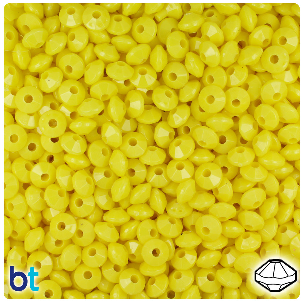 Yellow Opaque 6mm Faceted Rondelle Plastic Beads (1350pcs)