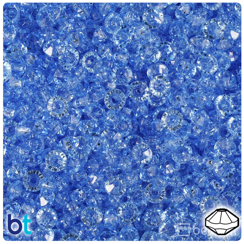 Medium Sapphire Transparent 6mm Faceted Rondelle Plastic Beads (1350pcs)