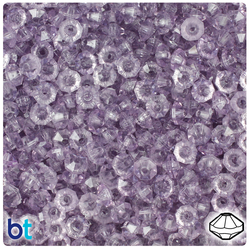 Light Amethyst Transparent 6mm Faceted Rondelle Plastic Beads (1350pcs)