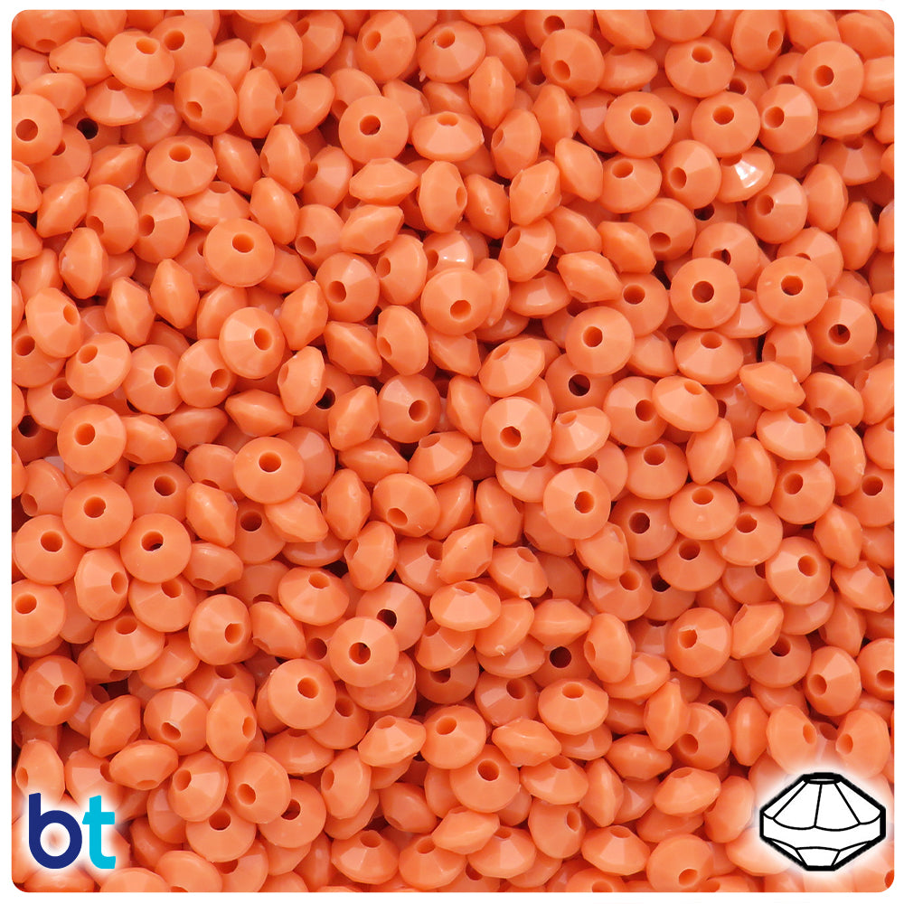 Coral Opaque 6mm Faceted Rondelle Plastic Beads (1350pcs)