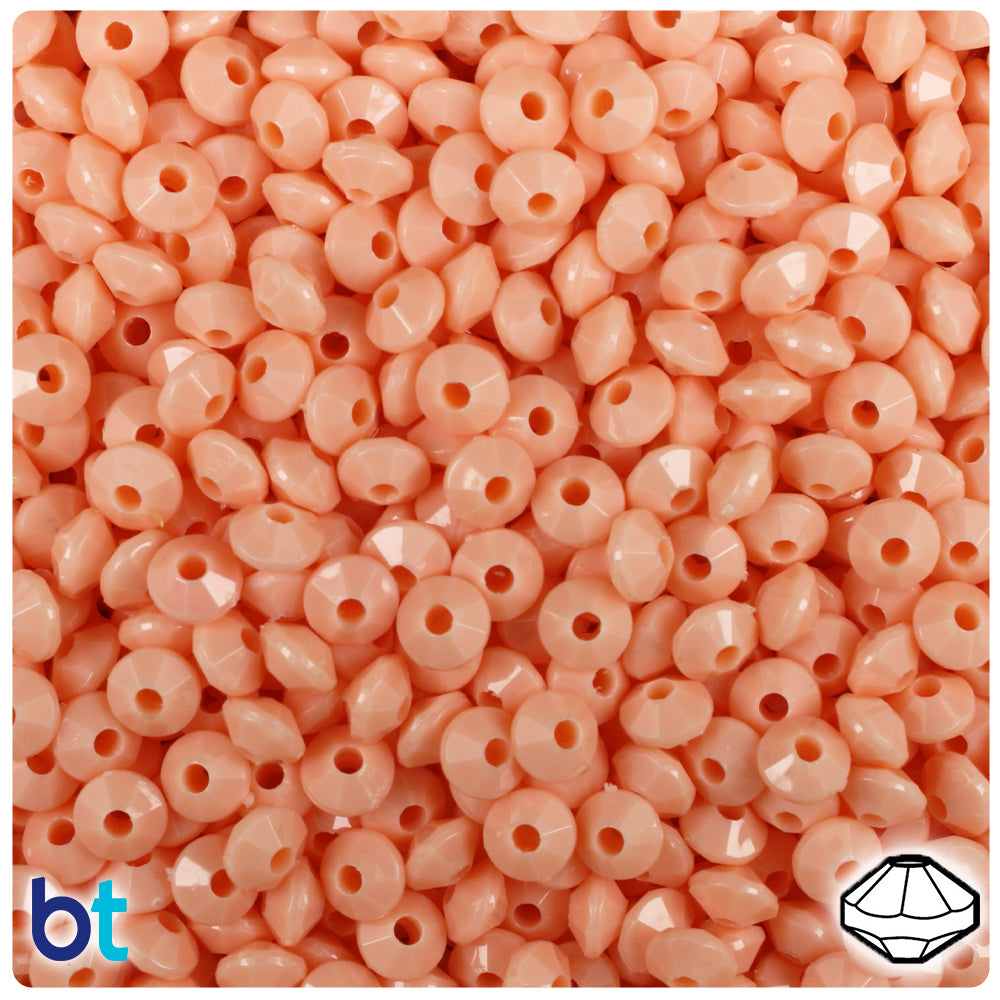 Peach Opaque 6mm Faceted Rondelle Plastic Beads (1350pcs)