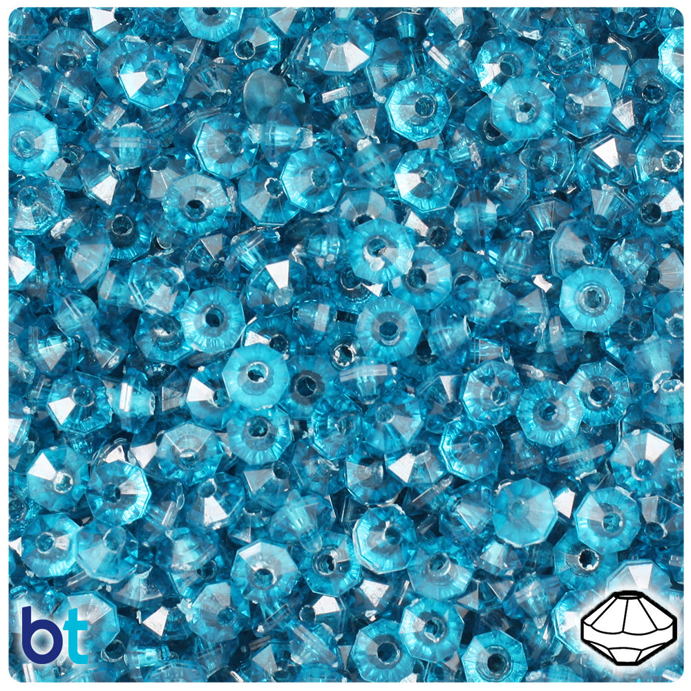 Dark Teal Transparent 6mm Faceted Rondelle Plastic Beads (1350pcs)