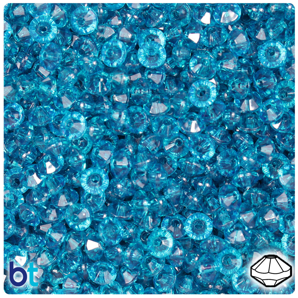 Dark Turquoise Transparent 6mm Faceted Rondelle Plastic Beads (1350pcs)
