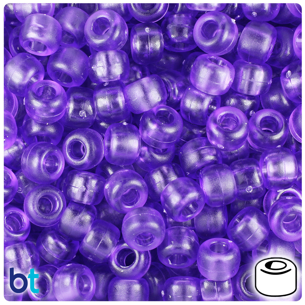Amethyst Frosted 9mm Barrel Pony Beads (500pcs)