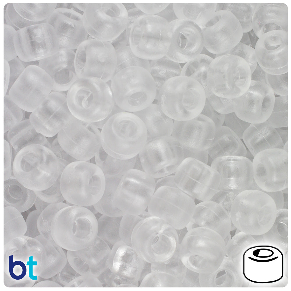 Crystal Frosted 9mm Barrel Pony Beads (500pcs)