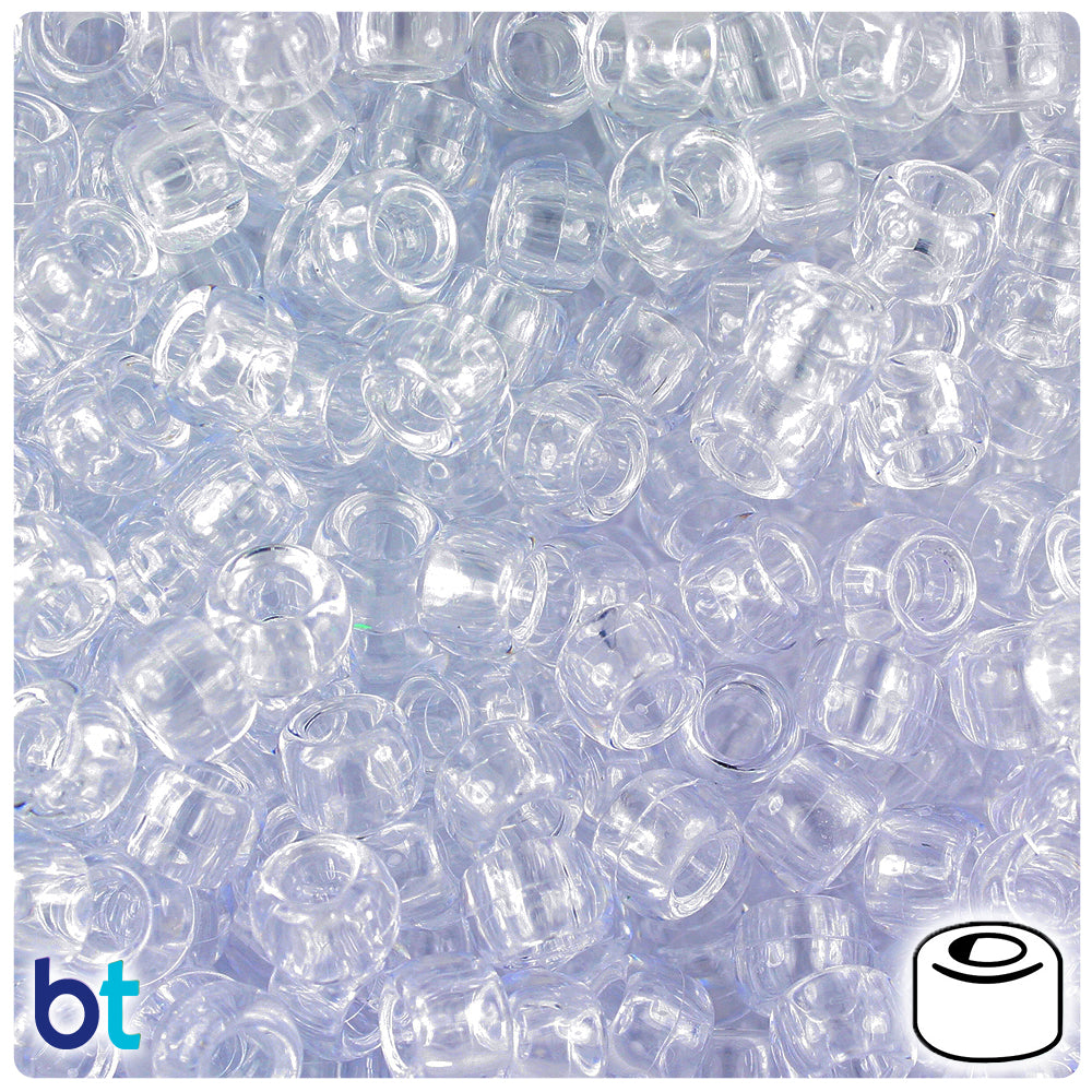 Crystal (Blue) Transparent 9mm Barrel Pony Beads (500pcs)