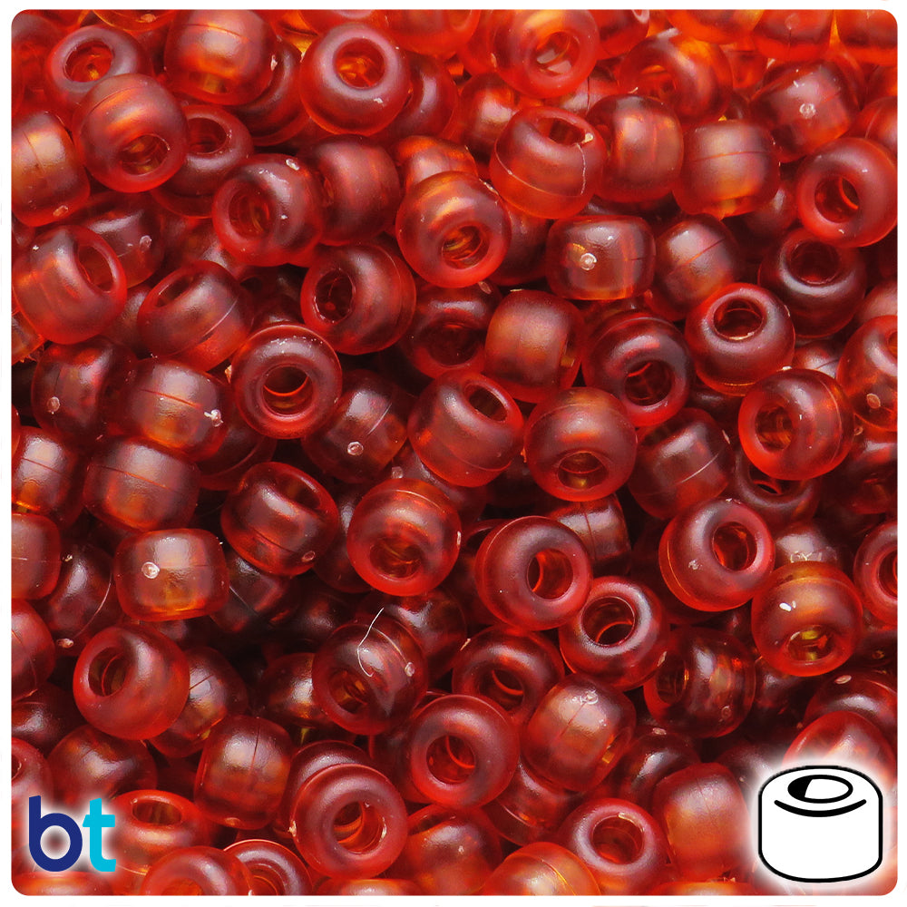 Tortoise Frosted 9mm Barrel Pony Beads (100pcs)