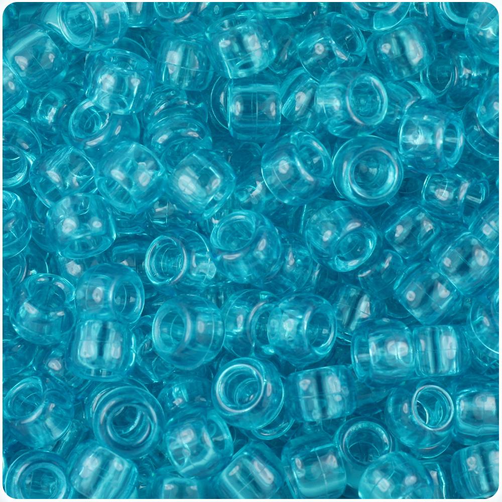 Turquoise Transparent 9mm Barrel Pony Beads (100pcs)