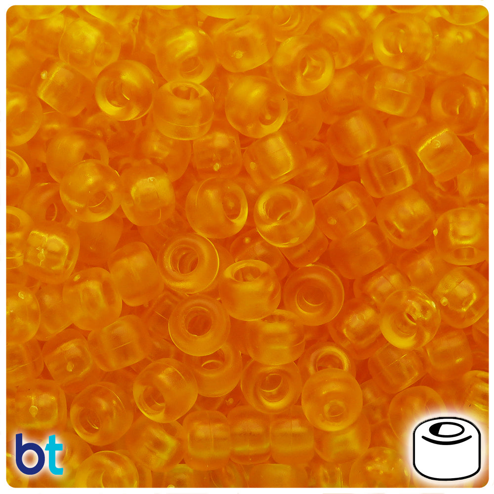 Dark Yellow Frosted 9mm Barrel Pony Beads (500pcs)