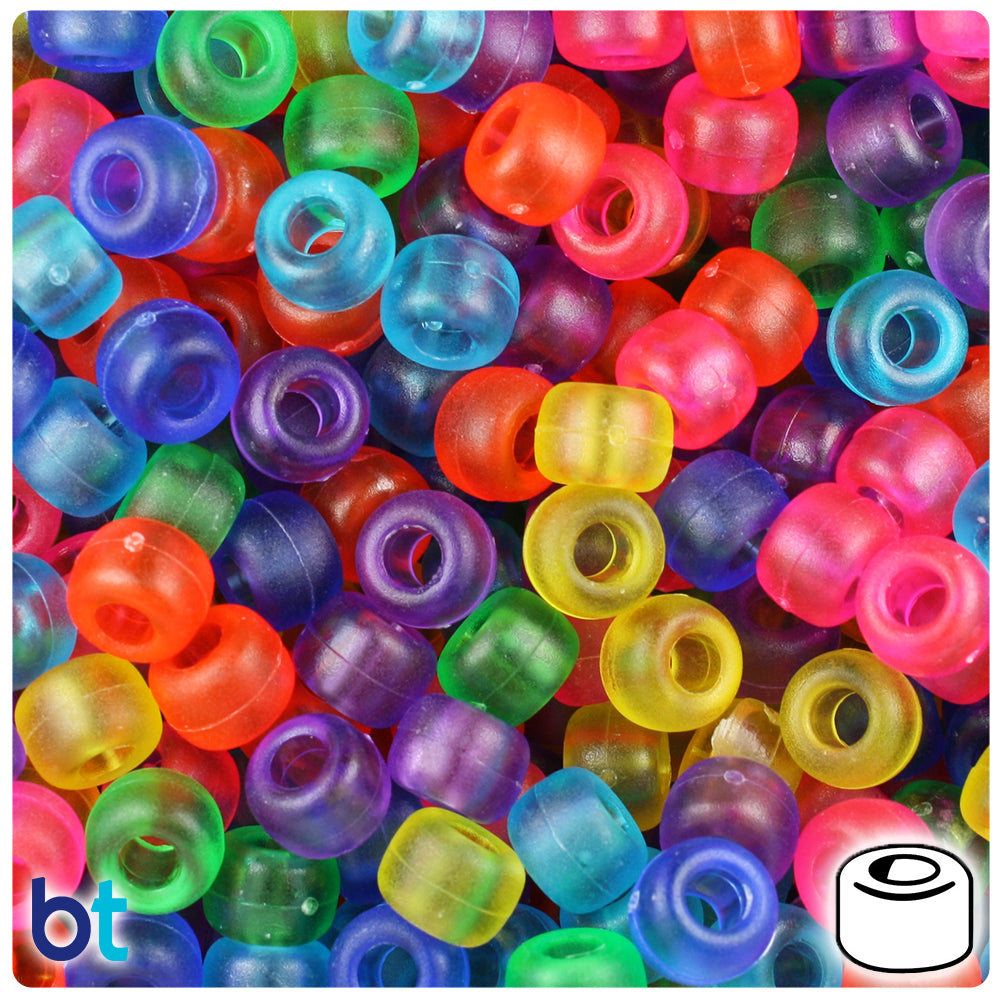 Mixed Frosted 9mm Barrel Pony Beads (500pcs)