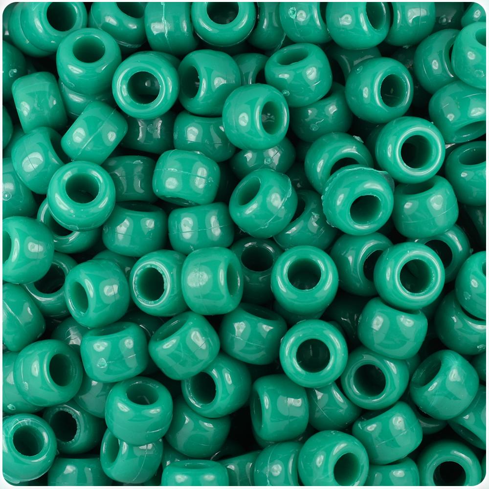 Marbled Green 9mm Barrel Pony Beads (100pcs)