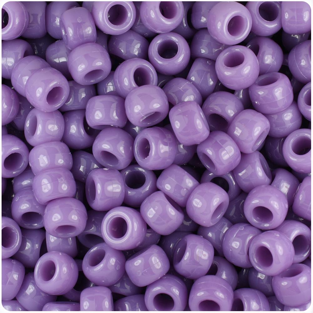 Lavender Marbled 9mm Barrel Pony Beads (100pcs)