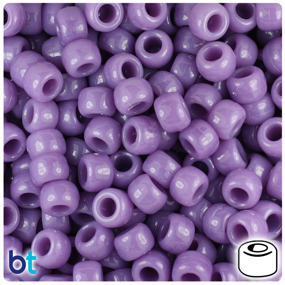 Lavender Marbled 9mm Barrel Pony Beads (500pcs)