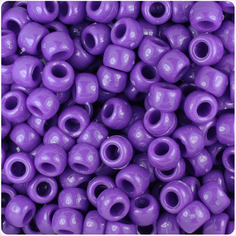 Dark Lilac Opaque 9mm Barrel Pony Beads (100pcs)
