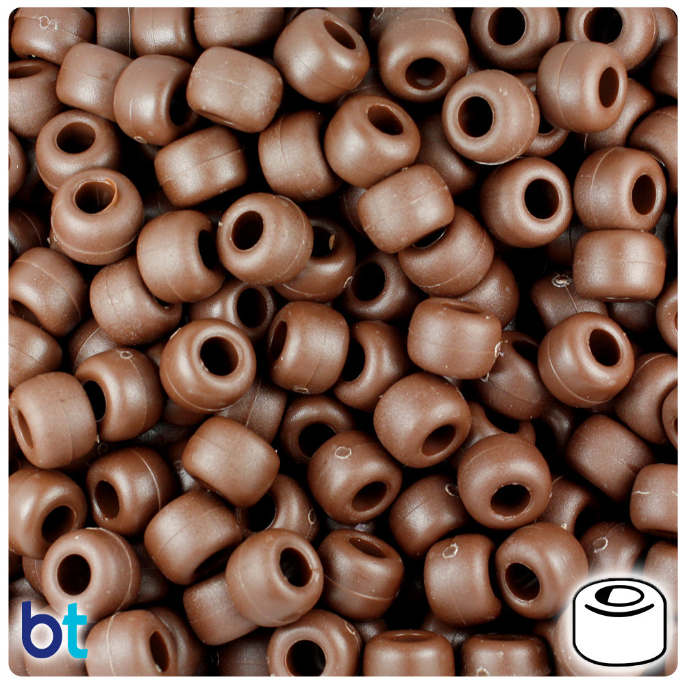 Chocolate Matte 9mm Barrel Pony Beads (500pcs)