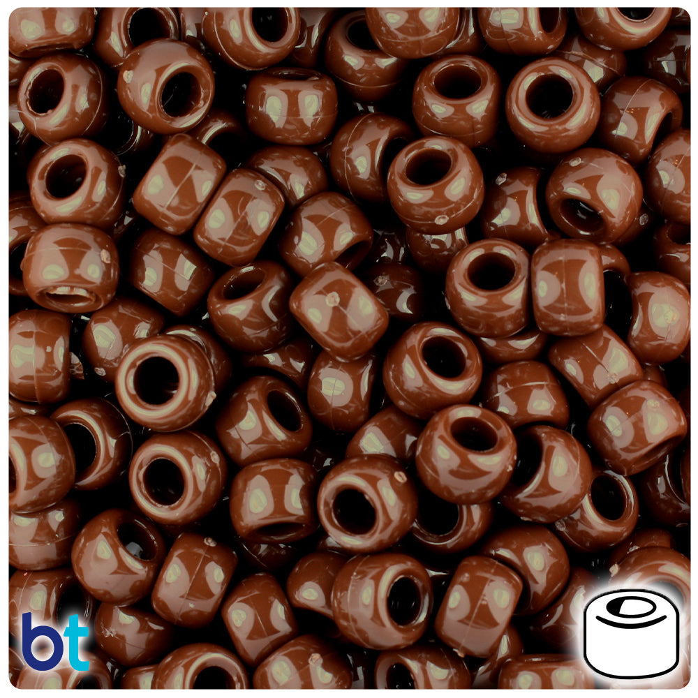 Chocolate Opaque 9mm Barrel Pony Beads (500pcs)
