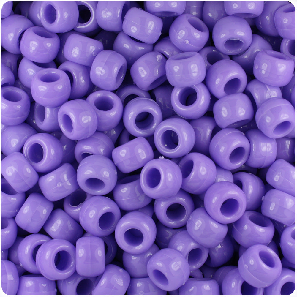 Lilac Opaque 9mm Barrel Pony Beads (100pcs)