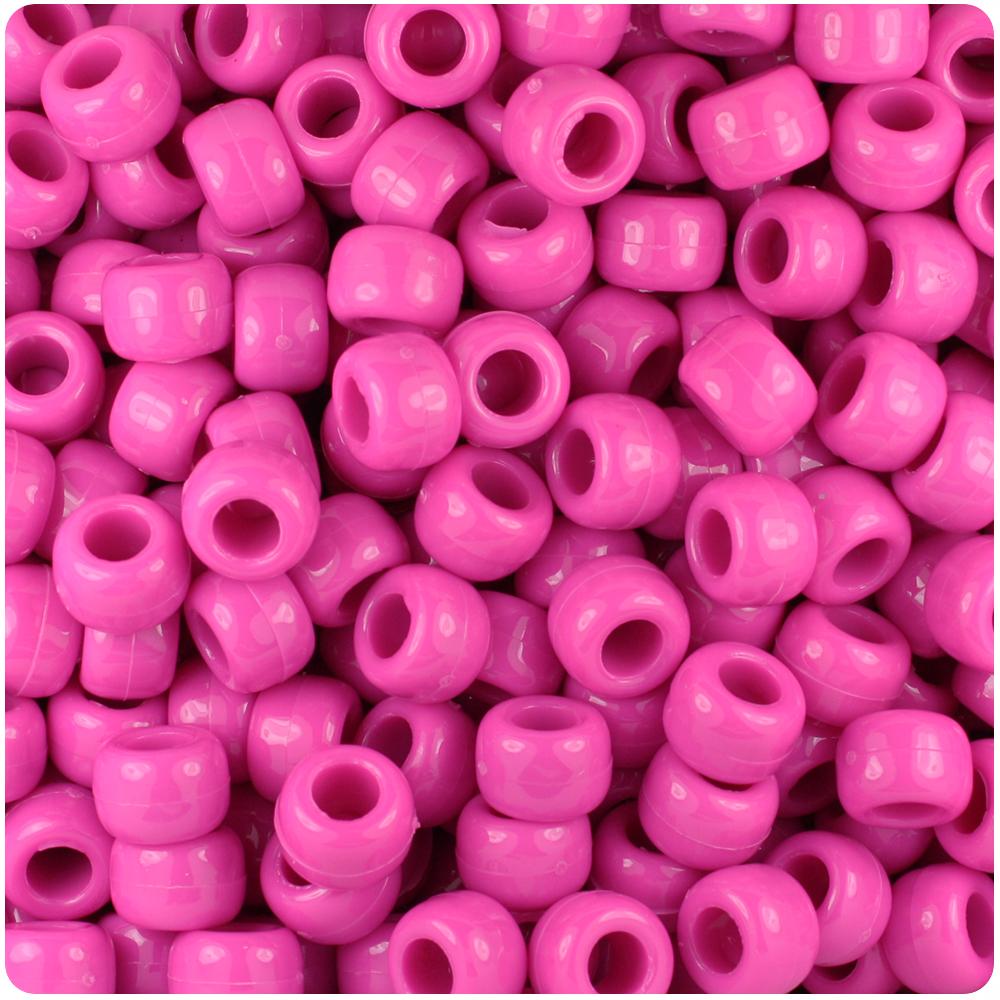 Dark Pink Opaque 9mm Barrel Pony Beads (100pcs)