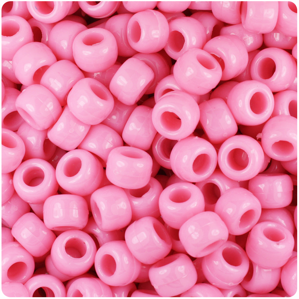 Baby Pink Opaque 9mm Barrel Pony Beads (100pcs)