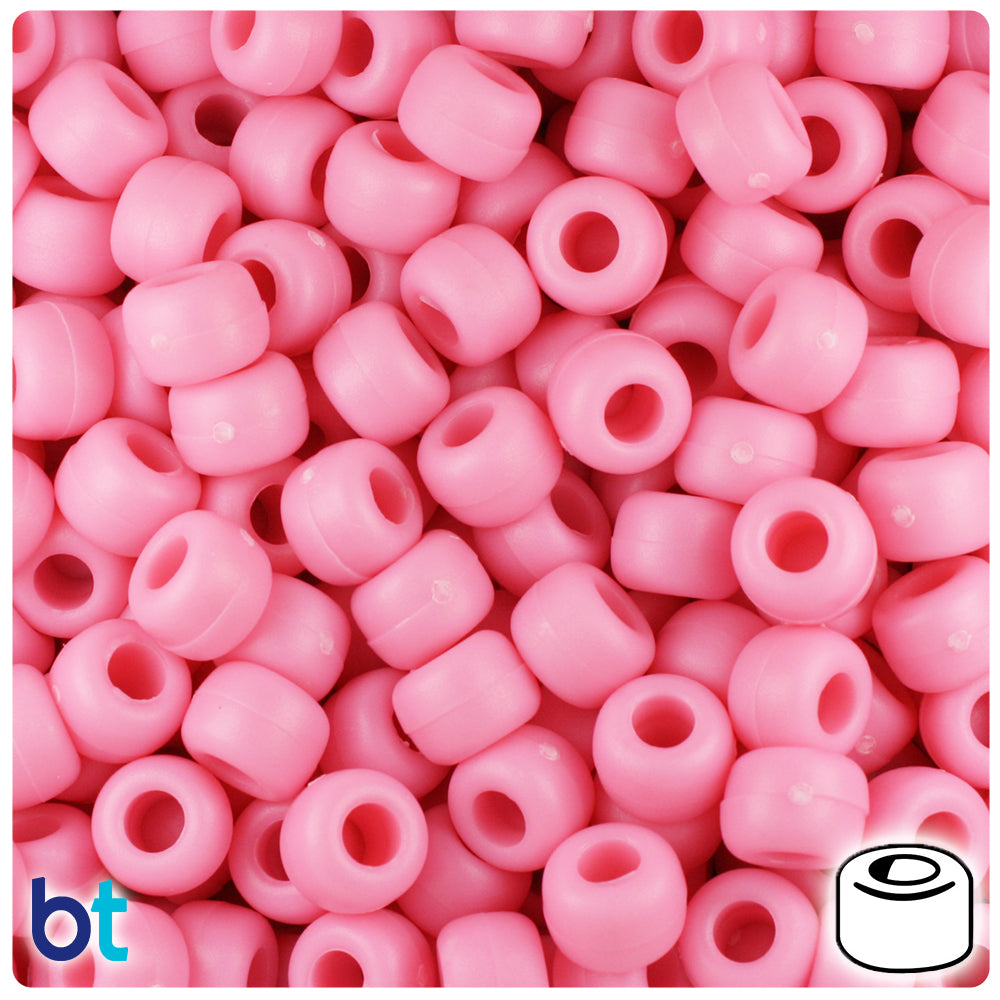 Baby Pink Matte 9mm Barrel Pony Beads (500pcs)