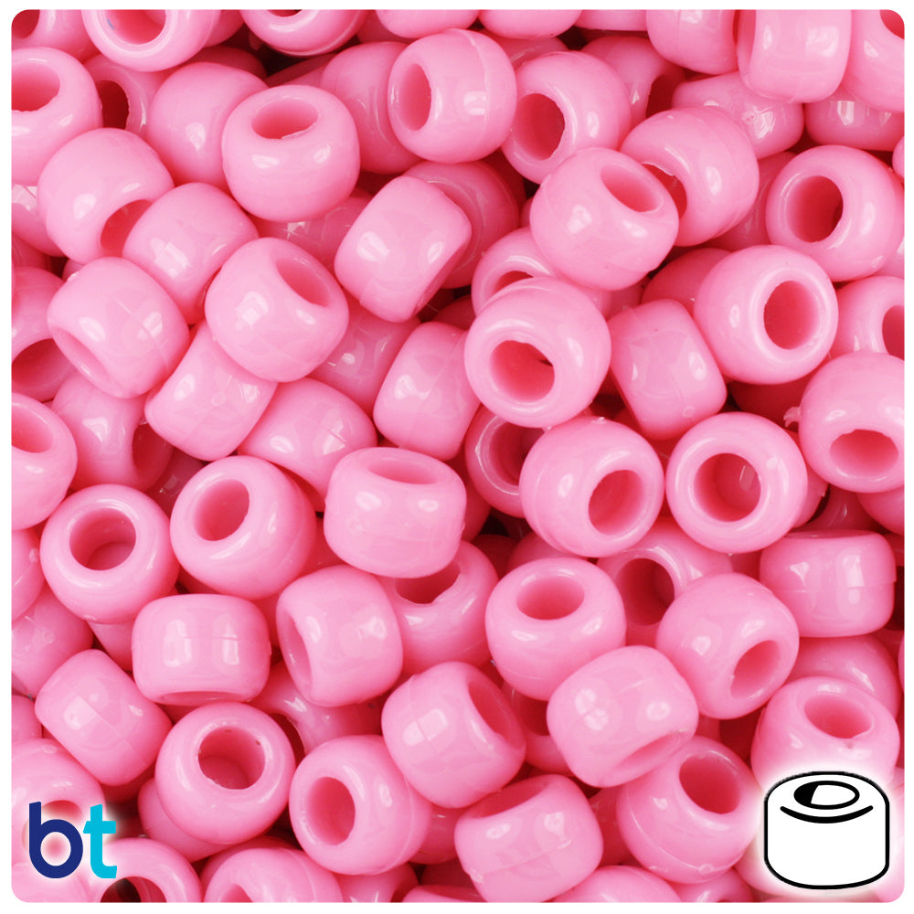 Baby Pink Opaque 9mm Barrel Pony Beads (500pcs)