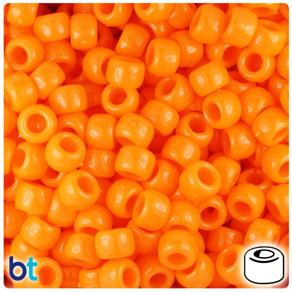 Orange Opaque 9mm Barrel Pony Beads (500pcs)