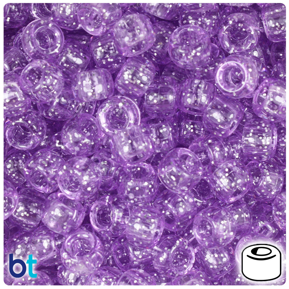 BeadTin Pale Amethyst Sparkle 9mm Barrel Pony Beads (500pcs