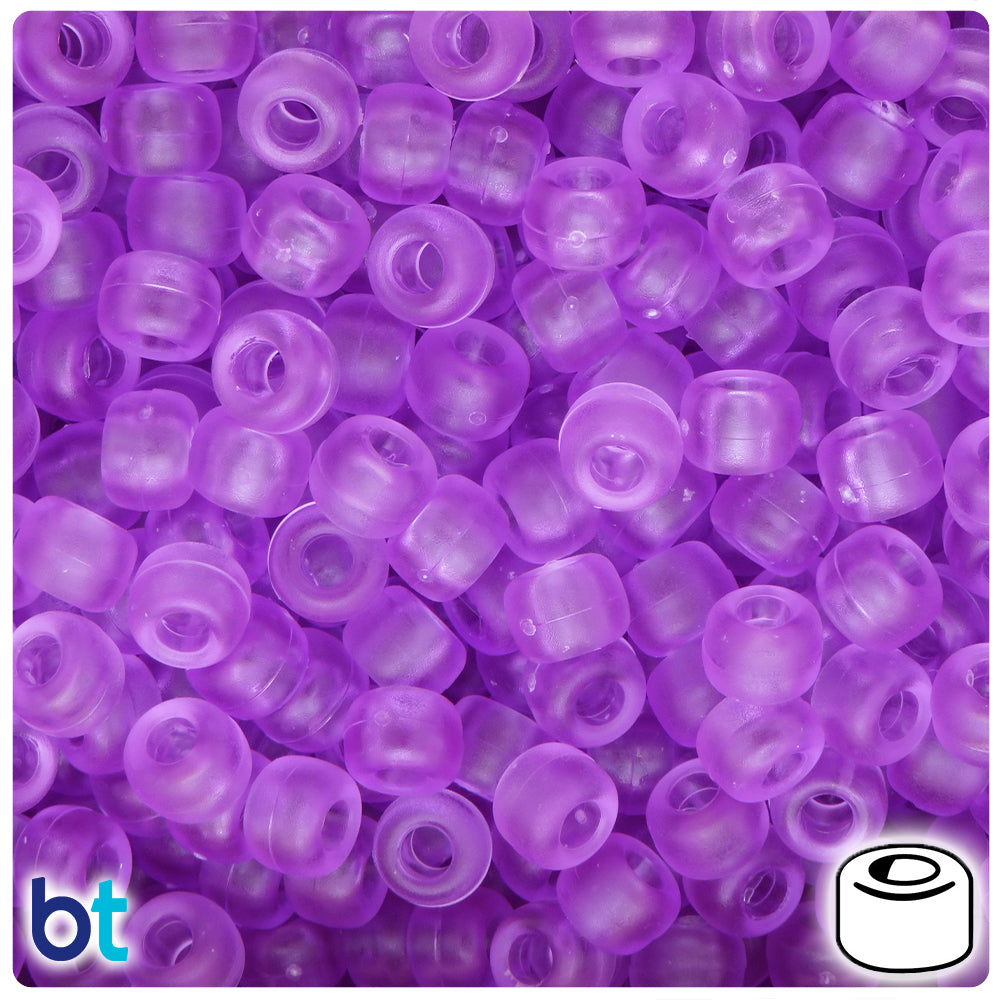 Pale Amethyst Frosted 9mm Barrel Pony Beads (500pcs)