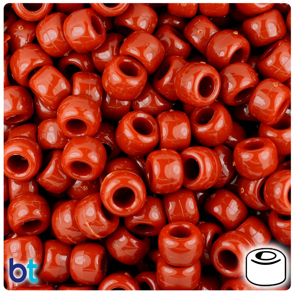 Rust Opaque 9mm Barrel Pony Beads (500pcs)