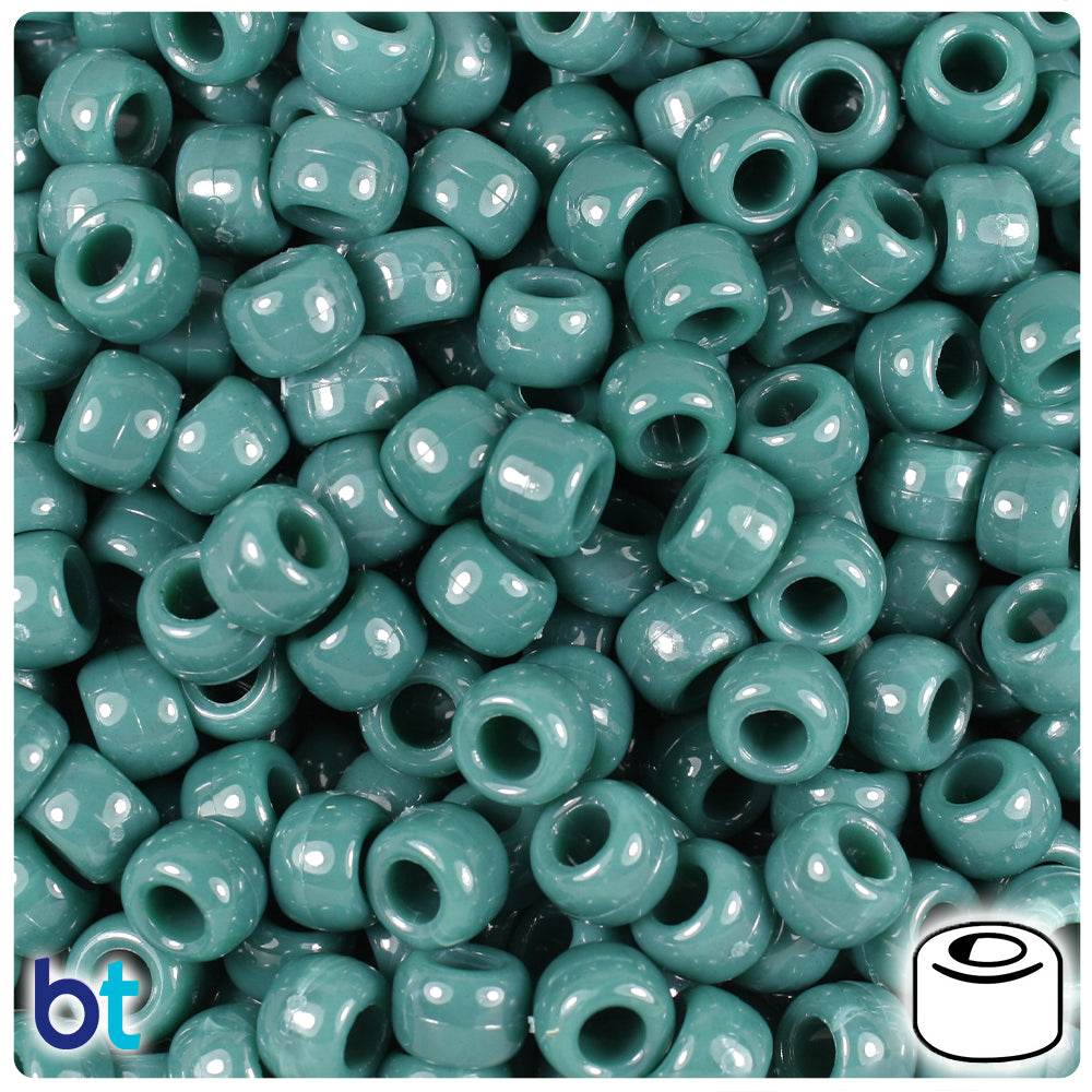 Forest Green Marbled 9mm Barrel Pony Beads (500pcs)